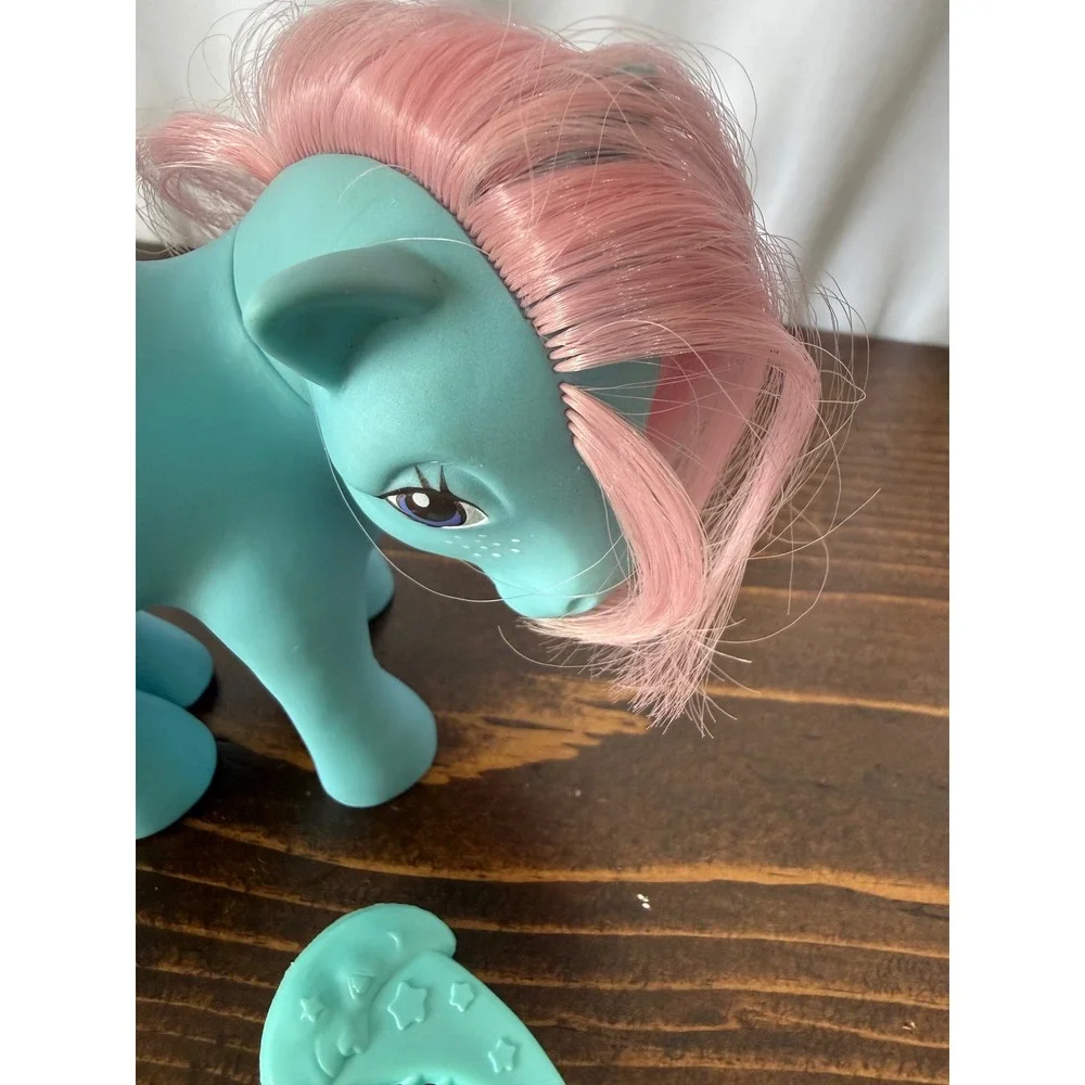 Vintage 1983 My Little Pony G1 Bow Tie Aqua Blue Pink Hair with Comb Hasbro‎